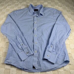 UNTUCKit Men's Medium Long Sleeve Button Up Light Blue Checkered‎ Shirt